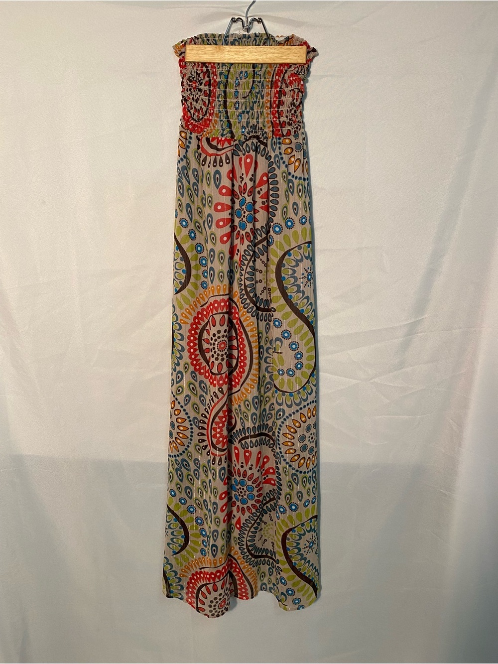 Strapless Multicolor Printed Maxi dress